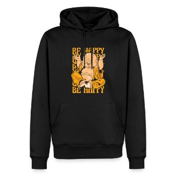 Be Happy Buddhist Symbol Statue Priest Buddhism - Men’s Premium Organic Hoodie - black - Front - Nico (187cm)