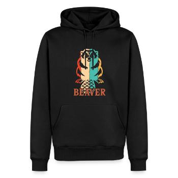 Retro Eurasischer Castor Canadensis Nordamerikanisch - Männer Premium Bio Hoodie - Schwarz - Vorne - Nico (187cm)