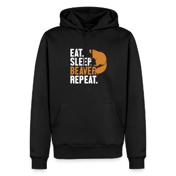Essen Schlaf Biber Wiederholung Nordamerikanisch Eurasisch - Männer Premium Bio Hoodie - Schwarz - Vorne - Nico (187cm)