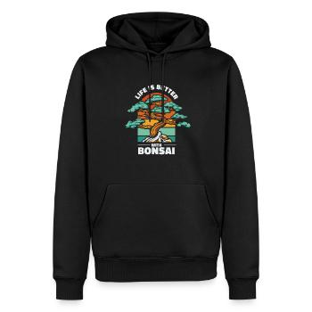 La vie est meilleure avec Bonsaï Bonsaï d’intérieur Bonsaï - Sweat à capuche Premium bio Homme - noir - Devant - Nico (187cm)