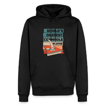 World’s Okayest Cornhole Player Plateaux de jeu - Sweat à capuche Premium bio Homme - noir - Devant - Nico (187cm)