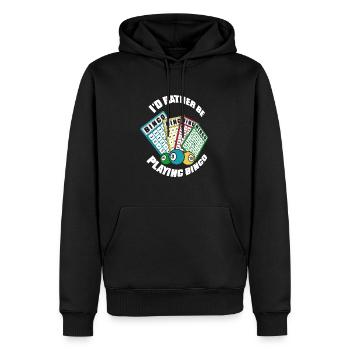 I'd Rather Be Playing Bingo Professional Caller - Men’s Premium Organic Hoodie - black - Front - Nico (187cm)