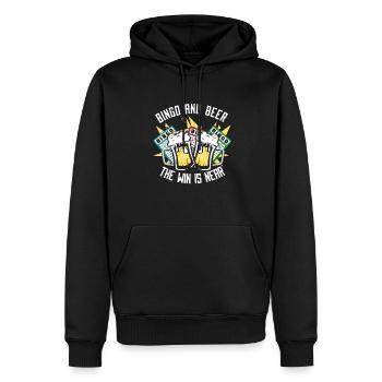 Bingo Und Bier Der Gewinn ist in der Nähe von Daubers - Männer Premium Bio Hoodie - Schwarz - Vorne - Nico (187cm)