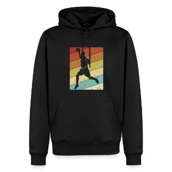 Joueur de jeu d’équipe Prisonball rétro - Sweat à capuche Premium bio Homme - noir - Devant - Nico (187cm)