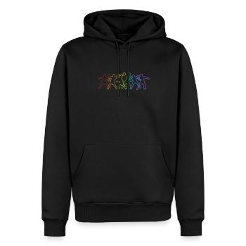 Völkerball LGBT Regenbogen Team Spiel Prisonball - Männer Premium Bio Hoodie - Schwarz - Vorne - Nico (187cm)