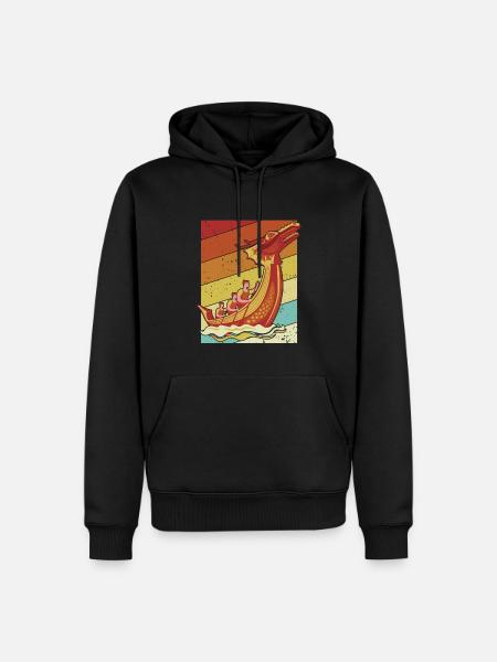 Retro Paddler Drummer Team Lover Dragon Boat - Men’s Premium Organic Hoodie - black