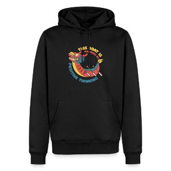 Das Boot wird von einem positiv denkenden Team-Liebhaber angetrieben - Männer Premium Bio Hoodie - Schwarz - Vorne - Nico (187cm)