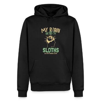 My Brain is 95% Sloths Pilosa Folivora - Men’s Premium Organic Hoodie - black - Front - Nico (187cm)