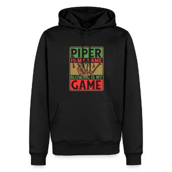 Piper est mon nom, souffler est mon jeu sarbacane - Sweat à capuche Premium bio Homme - noir - Devant - Nico (187cm)