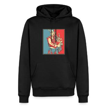 Dudelsackspieler Portrait Great Highland Dudelsack Unterricht - Männer Premium Bio Hoodie - Schwarz - Vorne - Nico (187cm)
