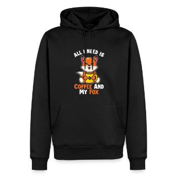 Kaffee und mein Fuchs Rotfuchs Canidae Caninae Fuchs - Männer Premium Bio Hoodie - Schwarz - Vorne - Nico (187cm)