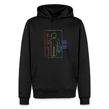 Elevator LGBT Rainbow Repair Inspector Elevator - Men’s Premium Organic Hoodie - black - Front - Nico (187cm)