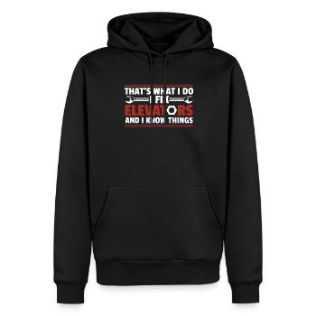 I Fix Elevators And I Know Things Repair Elevator - Men’s Premium Organic Hoodie - black - Front - Nico (187cm)