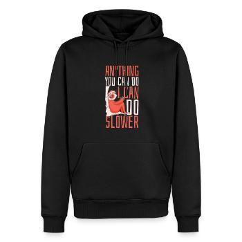 Ich kann alles langsamer machen Folivora Braunkehl - Männer Premium Bio Hoodie - Schwarz - Vorne - Nico (187cm)