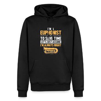Euphoniste Supposons que j’ai raison Instrument - Sweat à capuche Premium bio Homme - noir - Devant - Nico (187cm)