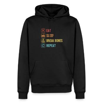 Manger Dormir Fracture Os Répéter Fracture Bras Jambe Os - Sweat à capuche Premium bio Homme - noir - Devant - Nico (187cm)