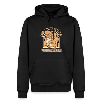 Leicht ablenkbar durch Parasaurolophus-Liebhaber - Männer Premium Bio Hoodie - Schwarz - Vorne - Nico (187cm)