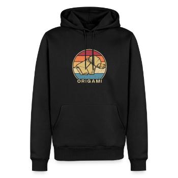 Retro Papierkranich Falten Eule Meister Origami - Männer Premium Bio Hoodie - Schwarz - Vorne - Nico (187cm)