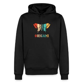 Rétro pliant hibou grue en papier maître origami - Sweat à capuche Premium bio Homme - noir - Devant - Nico (187cm)