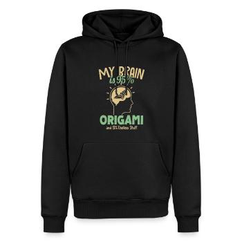 Mein Gehirn besteht zu 95% aus Origami Falten Eule Papierkranich - Männer Premium Bio Hoodie - Schwarz - Vorne - Nico (187cm)
