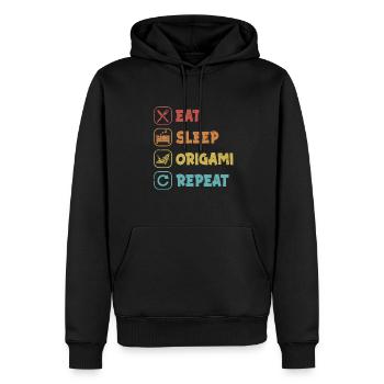 Manger dormir origami répéter grue en papier pliant hibou - Sweat à capuche Premium bio Homme - noir - Devant - Nico (187cm)
