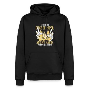 Un morceau carré de papier grue en papier pliant hibou - Sweat à capuche Premium bio Homme - noir - Devant - Nico (187cm)