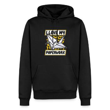 Ich liebe meine Papierkram Eule Papier Kranich Falten - Männer Premium Bio Hoodie - Schwarz - Vorne - Nico (187cm)