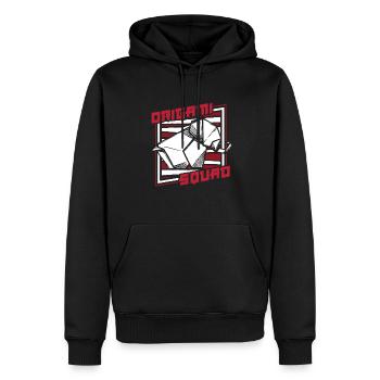 Origami Squad Pliant Hibou Papier Grue Maître - Sweat à capuche Premium bio Homme - noir - Devant - Nico (187cm)