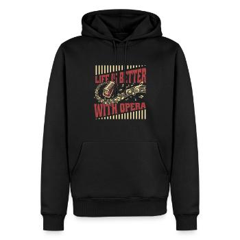 La vie est meilleure avec un chanteur d’opéra - Sweat à capuche Premium bio Homme - noir - Devant - Nico (187cm)