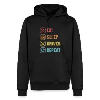 Essen Schlaf Messer Repeat Metzger Messer Liebhaber Messer - Männer Premium Bio Hoodie - Schwarz - Vorne - Nico (187cm)