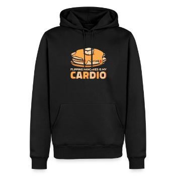 Das Wenden von Pfannkuchen ist mein Liebhaber von Cardio-Rezepten - Männer Premium Bio Hoodie - Schwarz - Vorne - Nico (187cm)