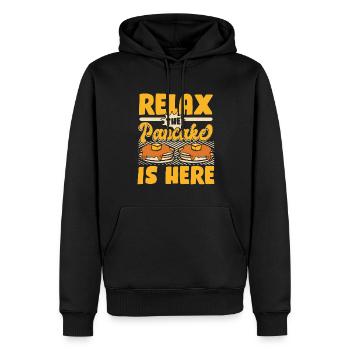 Entspannen Sie sich Der Pfannkuchen ist hier Rezepte Flapjack - Männer Premium Bio Hoodie - Schwarz - Vorne - Nico (187cm)