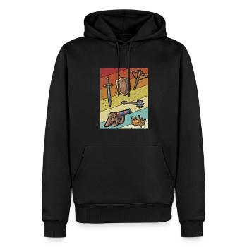 Rétro GN Armes Armure Personnage GN - Sweat à capuche Premium bio Homme - noir - Devant - Nico (187cm)