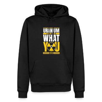 L’uranium ne se soucie pas de ce que vous croyez nucléaire - Sweat à capuche Premium bio Homme - noir - Devant - Nico (187cm)