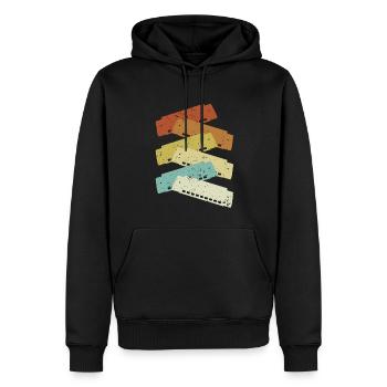 Retro Harmonist Harmonicist Mundharmonika - Männer Premium Bio Hoodie - Schwarz - Vorne - Nico (187cm)