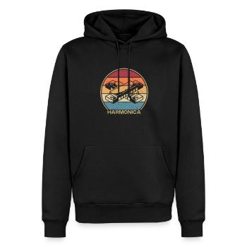 Retro Mouth Harp Harmonist Harmonicist Harmonica - Men’s Premium Organic Hoodie - black - Front - Nico (187cm)