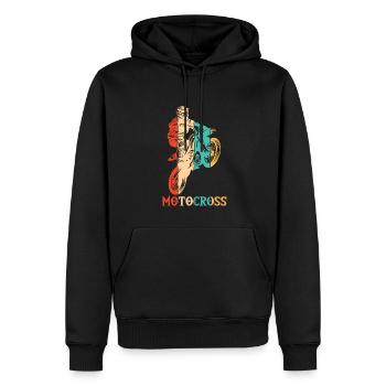 Retro Racing Supermoto Motorradfahrer Motocross - Männer Premium Bio Hoodie - Schwarz - Vorne - Nico (187cm)