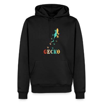 Retro Schopfeidechse Gekkota Gecko Experte Leopard - Männer Premium Bio Hoodie - Schwarz - Vorne - Nico (187cm)