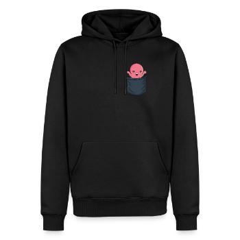 Poche poitrine pieuvre Octopoda Cephalopoda - Sweat à capuche Premium bio Homme - noir - Devant - Nico (187cm)