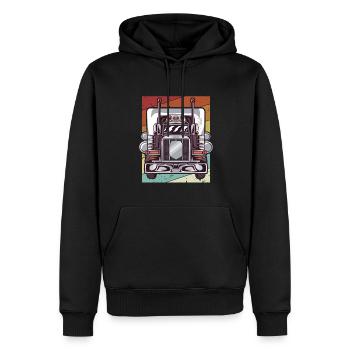 Rétro Trucker Truckie Legends Lover Truck Driver - Sweat à capuche Premium bio Homme - noir - Devant - Nico (187cm)
