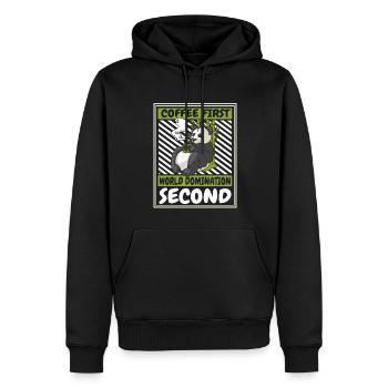 Café Première Domination du Monde Deuxième Panda Ours - Sweat à capuche Premium bio Homme - noir - Devant - Nico (187cm)
