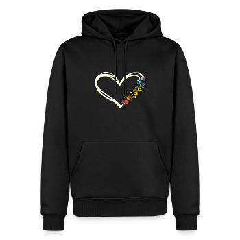 Empreintes de mains en forme de cœur d'un - Sweat à capuche Premium bio Homme - noir - Devant - Nico (187cm)