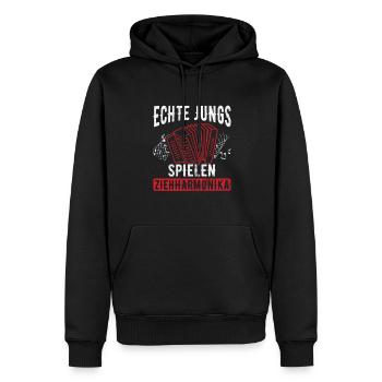 Echte Jungs Spielen Ziehharmonika Steirische - Männer Premium Bio Hoodie - Schwarz - Vorne - Nico (187cm)