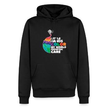 Infirmière en soins pédiatriques - Sweat à capuche Premium bio Homme - noir - Devant - Nico (187cm)