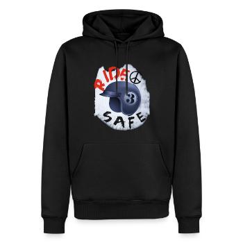 Ride Safe Motorrad/Roller T-shirt - Männer Premium Bio Hoodie - Schwarz - Vorne - Nico (187cm)