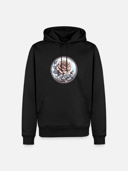 Vintage Rose - Männer Premium Bio Hoodie - Schwarz