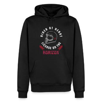 Rider at heart license on the horizon - Men’s Premium Organic Hoodie - black - Front - Nico (187cm)