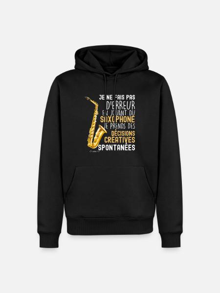 Saxophone humour drole - Sweat à capuche Premium bio Homme - noir