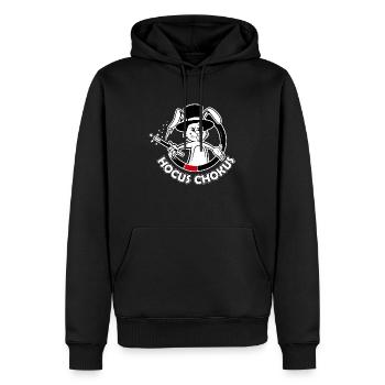 Hocus Chokus dark Background - Men’s Premium Organic Hoodie - black - Front - Nico (187cm)