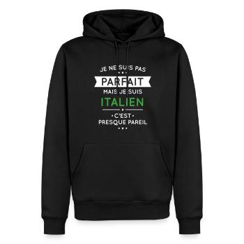 Je ne suis pas parfait mais je suis Italien - Sweat à capuche Premium bio Homme - noir - Devant - Nico (187cm)